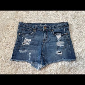 Women’s Aeropostale Distressed MIDI Denim Shorts 4